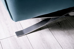 English Elm Teal Velvet Accent Chair with Biscuit Tufting, Chrome X Legs, High-Density Foam, Modern Luxe B2741S00592