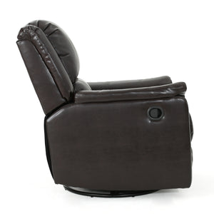 English Elm Christopher Knight Home® - Brown PU Glider Recliner Swivel Chair with Manual Recline, Compact Plush Seating for Small Spaces 61368.00PU