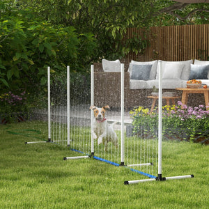 English Elm Pawhut 2-Piece Dog Agility Training Set With Weave Poles, Water Spray Tube, Whistle & Carry Bag W2225P217635-GIGA
