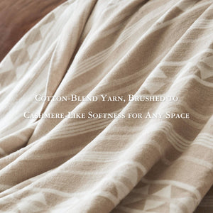 English Elm 1-piece King Jacquard Cotton Blend Blanket Aztec Woven Soft Breathable Bedroom Layer Ivory B035P437486