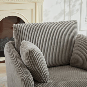 English Elm 40.55"w Oversized Swivel Lounge Chair Corduroy Upholstered Club Seat for Living Room Gray W1298P202214