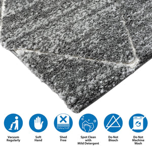 JLA Home Madison Park - Talas Shag Area Rug Grey Cream Diamond Trellis — Plush High Pile, OEKO‑TEX, Stain‑Resistant Comfort 84 L x 60 W x 0.75H MP35-8036