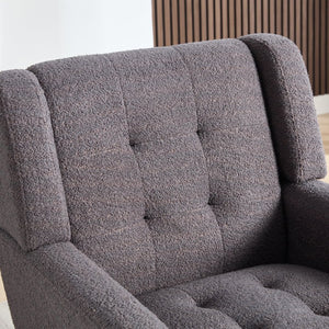 English Elm Modern Pu Leather Ergonomic Accent Chair with Padded Arms and Matte Black Legs Grey W676P172469