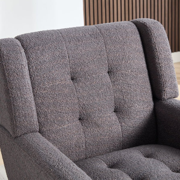 English Elm Modern Pu Leather Ergonomic Accent Chair with Padded Arms and Matte Black Legs Grey W676P172469