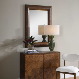 Uttermost Donovan Burl Veneer Wall Mirror with Antique Gold Liner for Elegant Interiors