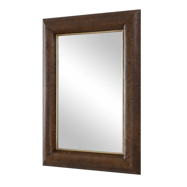 Uttermost Donovan Burl Veneer Wall Mirror with Antique Gold Liner for Elegant Interiors