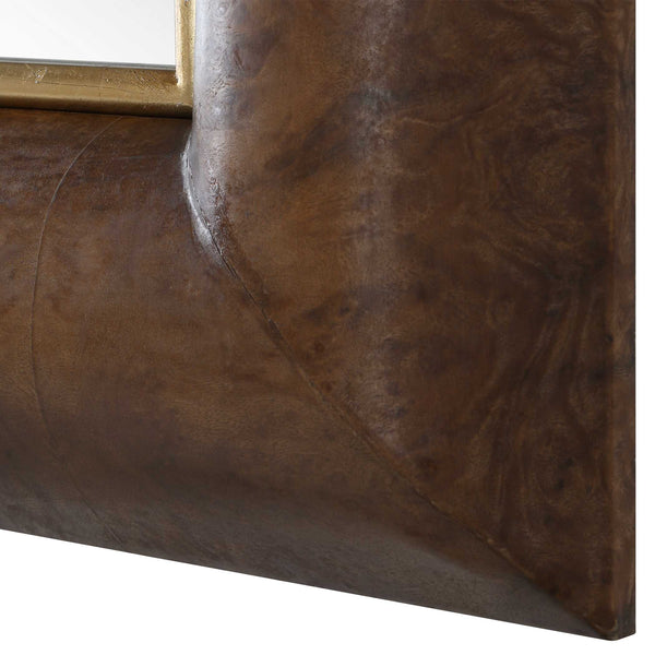 Uttermost Donovan Burl Veneer Wall Mirror with Antique Gold Liner for Elegant Interiors
