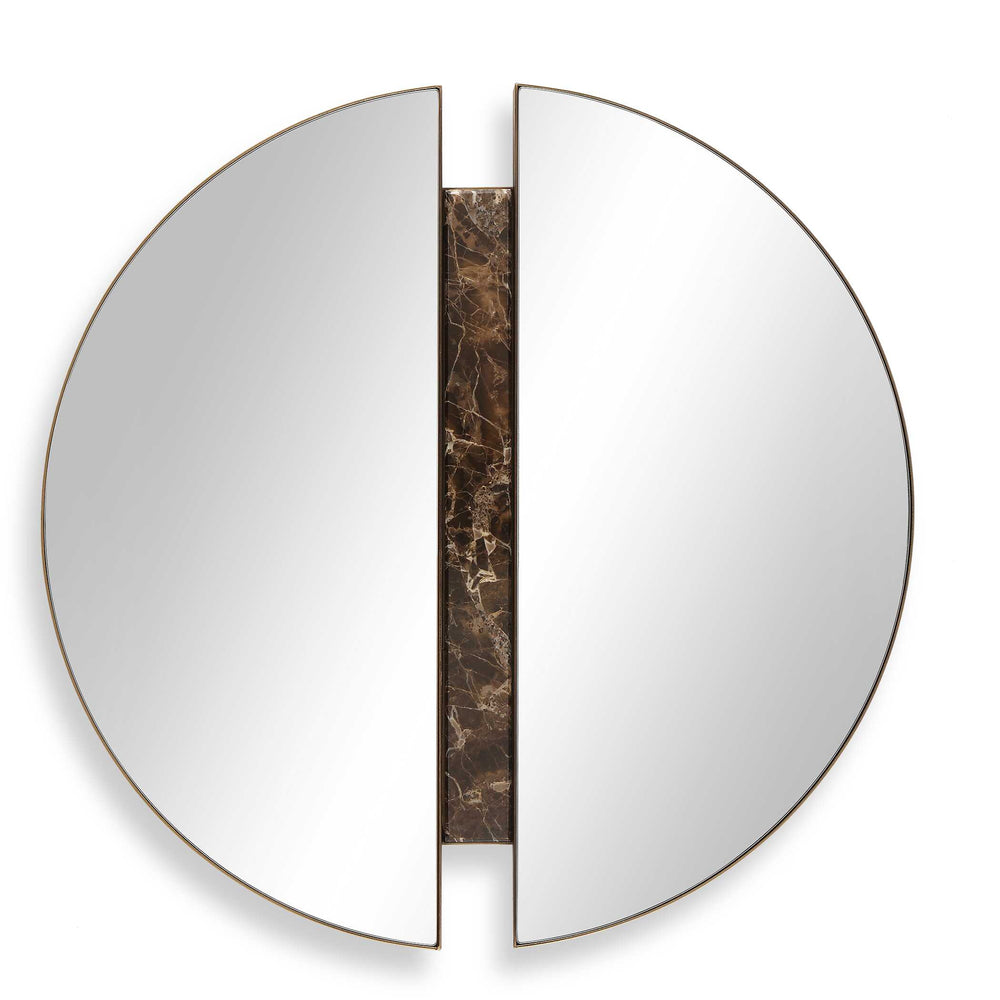 Uttermost Uttermost Hanover Round Wall Mirror Dark Bronze Iron Marble Inlay Contemporary Decor 08401