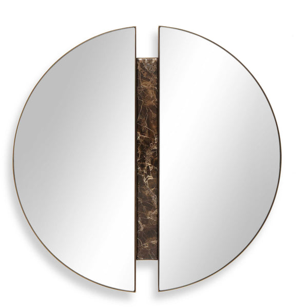 Uttermost Uttermost Hanover Round Wall Mirror Dark Bronze Iron Marble Inlay Contemporary Decor 08401