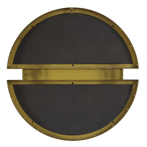 Uttermost Hanover Round Wall Mirror Dark Bronze Iron Marble Inlay Contemporary Decor