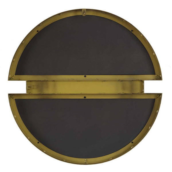 Uttermost Hanover Round Wall Mirror Dark Bronze Iron Marble Inlay Contemporary Decor