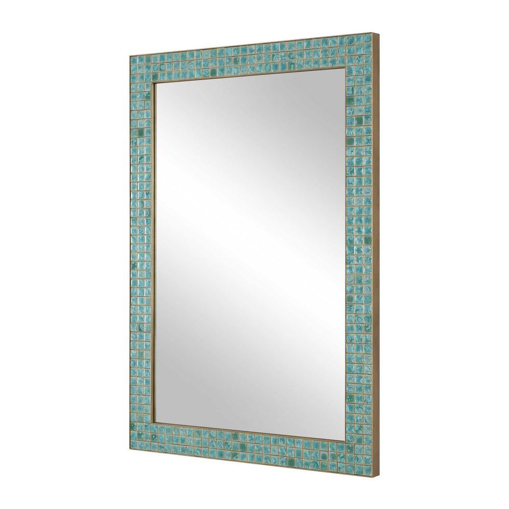 Uttermost Uttermost Coralie Ceramic Tile Wall Mirror with Antique Gold Iron Frame for Any Room 08402