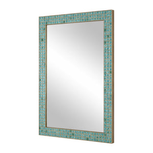Uttermost Coralie Ceramic Tile Wall Mirror with Antique Gold Iron Frame for Any Room