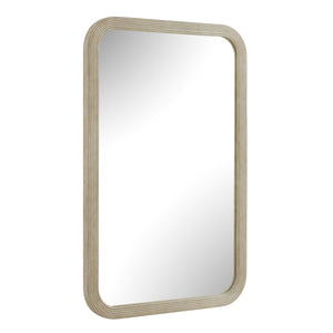 Uttermost Emari Reeded Solid Wood Wall Mirror with Warm Gray Antique Glaze Finish