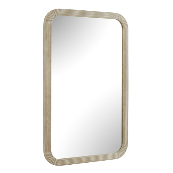 Uttermost Emari Reeded Solid Wood Wall Mirror with Warm Gray Antique Glaze Finish