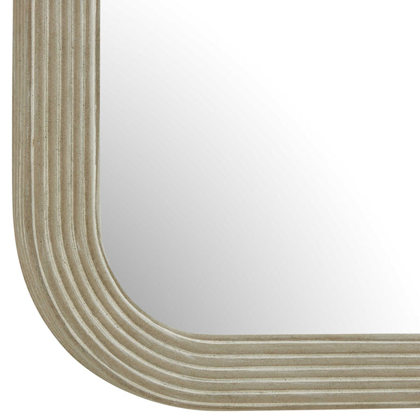 Uttermost Emari Reeded Solid Wood Wall Mirror with Warm Gray Antique Glaze Finish