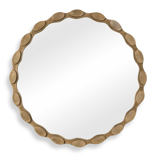 Uttermost Uttermost Marietta Antique Brass Round Wall Mirror with Sculptural Aluminum Frame 08410