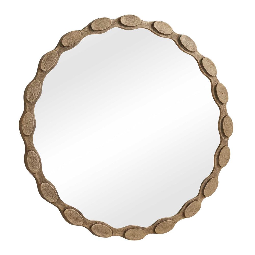Uttermost Uttermost Marietta Antique Brass Round Wall Mirror with Sculptural Aluminum Frame 08410