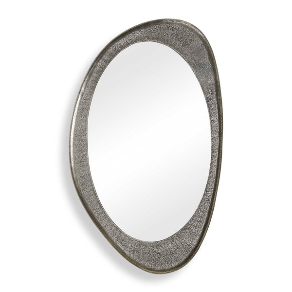 Uttermost Uttermost Schiller Oval Cast Aluminum Mirror with Antique Nickel Pitted Finish 08411
