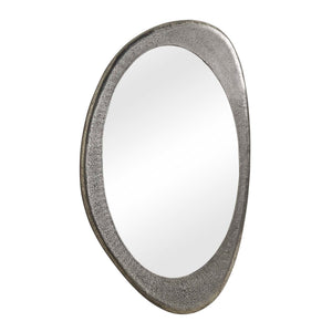 Uttermost Schiller Oval Cast Aluminum Mirror with Antique Nickel Pitted Finish