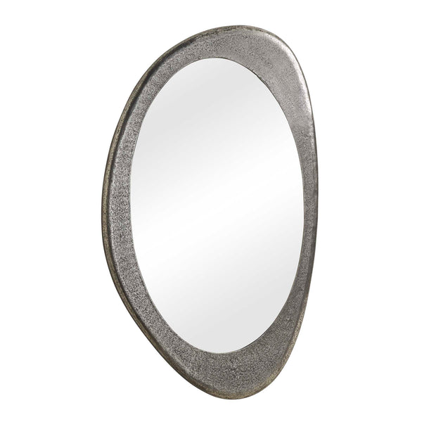 Uttermost Schiller Oval Cast Aluminum Mirror with Antique Nickel Pitted Finish