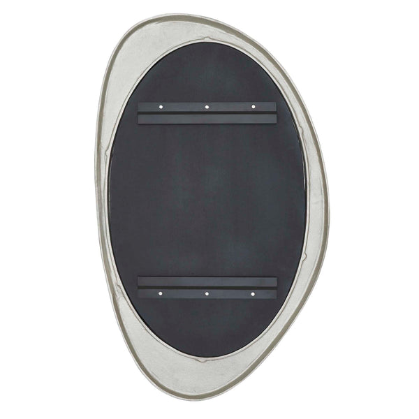 Uttermost Schiller Oval Cast Aluminum Mirror with Antique Nickel Pitted Finish
