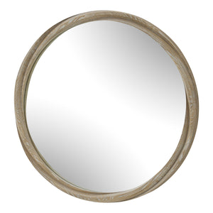 Uttermost Landry Natural Cerused Wood Round Mirror with Sculptural Twisted Frame