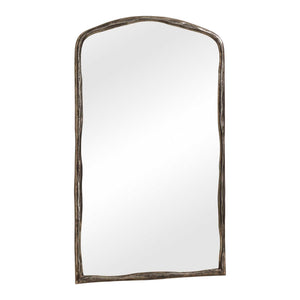Uttermost Arched Wall Mirror Hammered Nickel Cast Aluminum Frame Entryway Accent