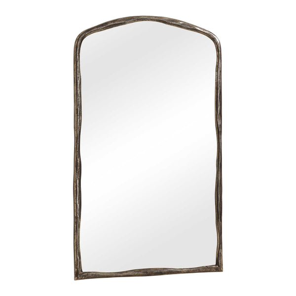Uttermost Arched Wall Mirror Hammered Nickel Cast Aluminum Frame Entryway Accent