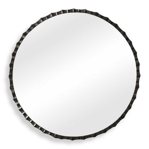 Uttermost Uttermost Grander Scalloped Cast Aluminum Round Mirror with Charcoal Pitted Frame 08415