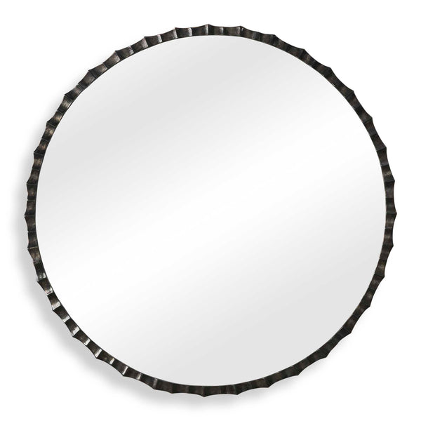 Uttermost Uttermost Grander Scalloped Cast Aluminum Round Mirror with Charcoal Pitted Frame 08415