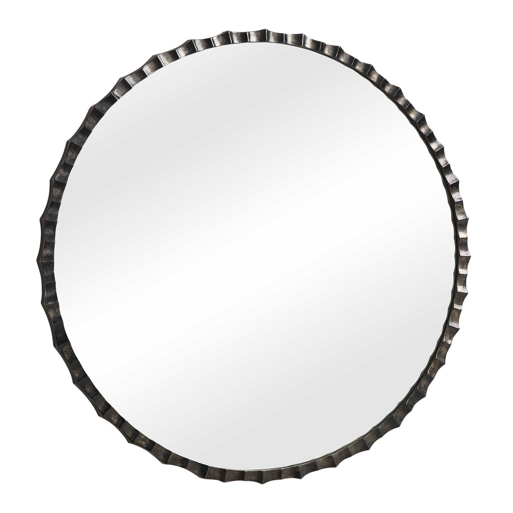 Uttermost Uttermost Grander Scalloped Cast Aluminum Round Mirror with Charcoal Pitted Frame 08415