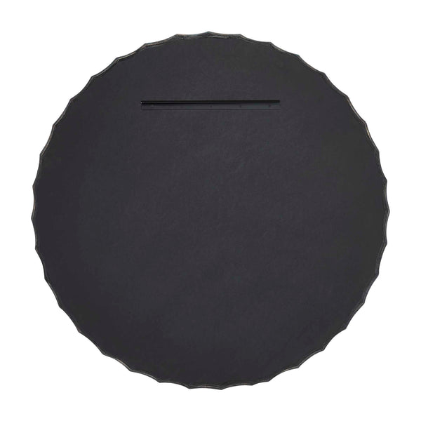 Uttermost Grander Scalloped Cast Aluminum Round Mirror with Charcoal Pitted Frame