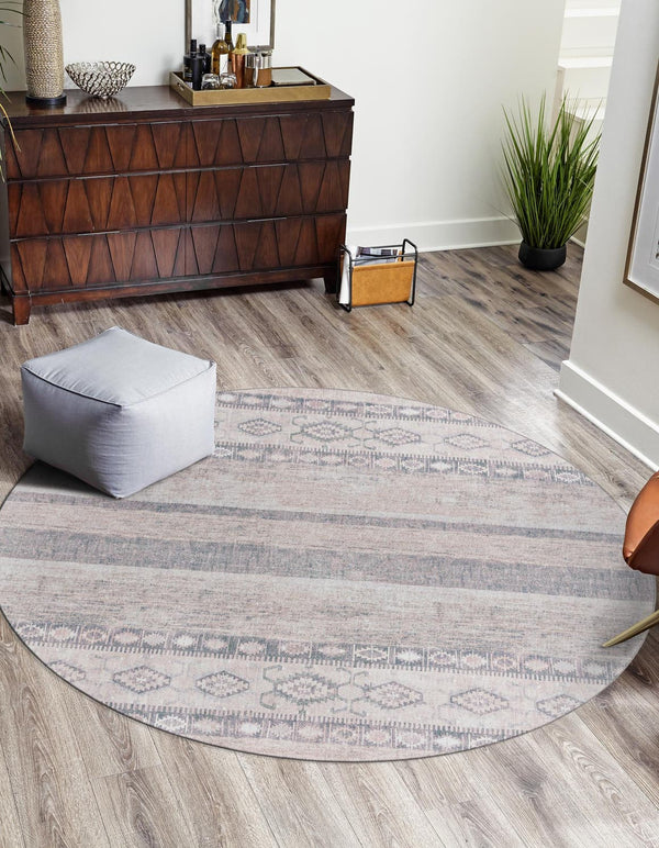 Unique Loom Timeless Verona Machine Made Geometric Rug Gray, Ivory/Light Brown/Green 7' 6" x 7' 7"
