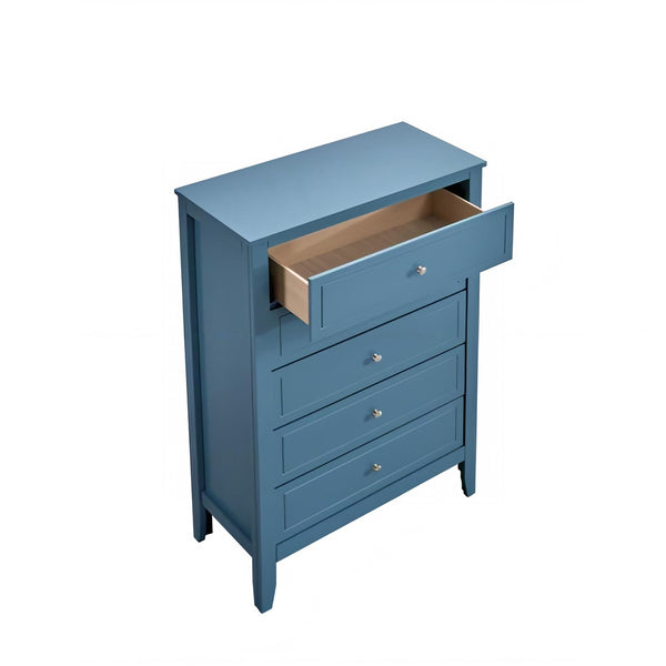 English Elm Daniel Assembled 5-Drawer Chest with English Dovetail Drawers, Metal Hardware & Solid Wood Frame Teal 51 L x 34 W x 18 H B078P400746