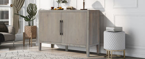 English Elm U_style Farmhouse Pine Veneer Buffet Cabinet with Double Doors for Kitchen or Entryway Gray N711P410389E