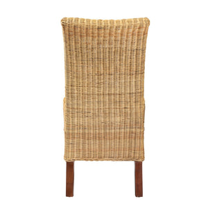 English Elm Modern Rattan Woven Mahogany Dining Chair Bohemian Tall Backrest Organic Style B2750P470071