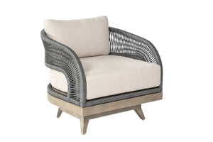 English Elm Orbit Outdoor Swivel Patio Chair Eucalyptus Wood Rope Weave Resort Lounge Seat B2736P464826