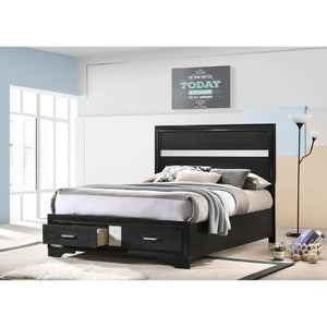 English Elm Urbana Black Full Storage Panel Bed with Crystal Pulls & Glitter Trim, Slatted Platform, Drawers Included B062S00696