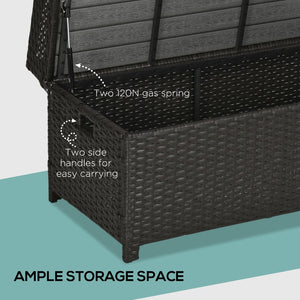 English Elm Outsunny Outdoor Wicker Storage Bench With Cushion, Waterproof Interior, Durable Rattan Patio Box W2225P200808-GIGA