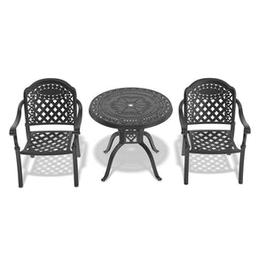 English Elm 3-Piece Elegant Cast Aluminum Patio Set With Red Cushions - Stylish, Durable Dining For Outdoors W1710S00057