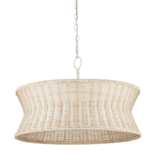 Phebe Chandelier - Elegant Coastal Design with Bleached Wicker Shade and Vanilla Finish for Homes