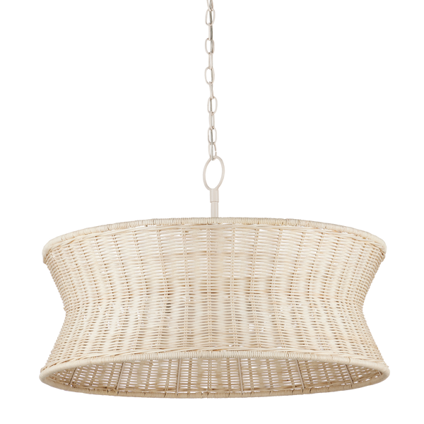 Phebe Chandelier - Elegant Coastal Design with Bleached Wicker Shade and Vanilla Finish for Homes