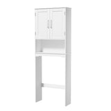 English Elm Over The Toilet Storage Cabinet With Barn Doors,24.2''W Free Standing Toilet Storage Shelf Space Saver With Adjustable Bottom Bar, White