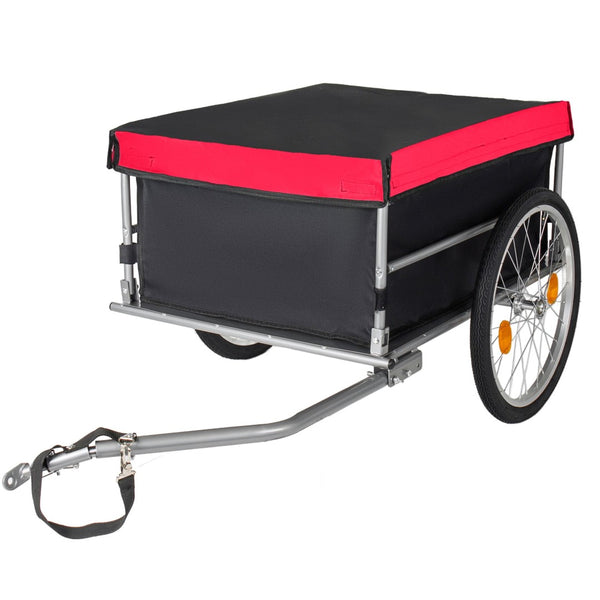 English Elm Foldable Bike Cargo Trailer with 20 Inch Tires Steel Frame and Weatherproof Oxford Cover Red W2932P405183