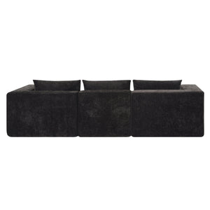 English Elm Christopher Knight Home® - 107" Compressed Sectional Sofas - Luxurious Modular Black Corduroy For Stylish, Cozy Living Spaces N771P346765H_N771P346766H