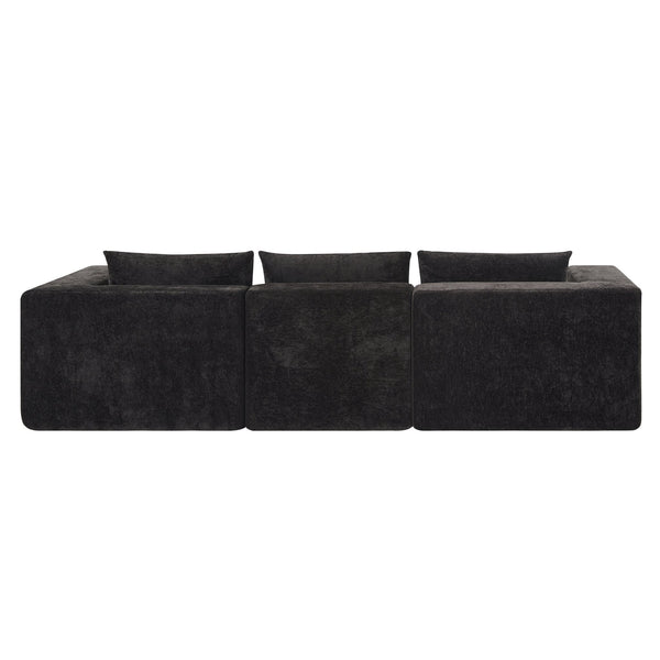 English Elm Christopher Knight Home® - 107" Compressed Sectional Sofas - Luxurious Modular Black Corduroy For Stylish, Cozy Living Spaces N771P346765H_N771P346766H