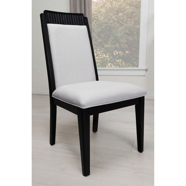 English Elm Mason Ivory & Black Wood Dining Side Chair Set of 2 — Distressed Black Frame, Bordered Ivory Upholstery, Plush Comfort B062P299891