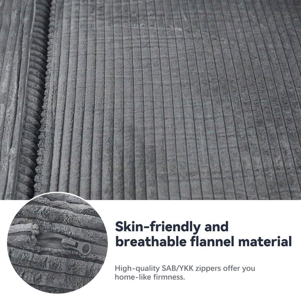 English Elm Floor Corduroy Convertible Couch Bed with CertiPUR-US Foam, Stain-Resistant Washable Cover, Dark Grey W3341P346288