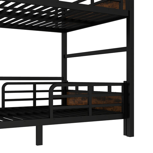 English Elm Full Xl Metal Bunk Bed - Versatile Loft & Platform Configuration With Vintage Wood Accents & Safety W1580S00228